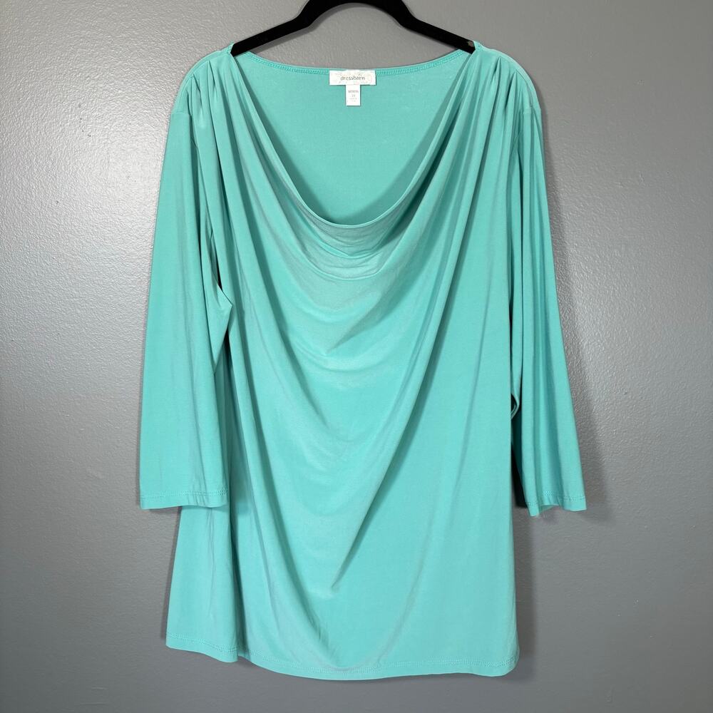 Dressbarn Mint Draped Cowl Neck Front Minimalist Blouse - 3X - Women's Plus Size